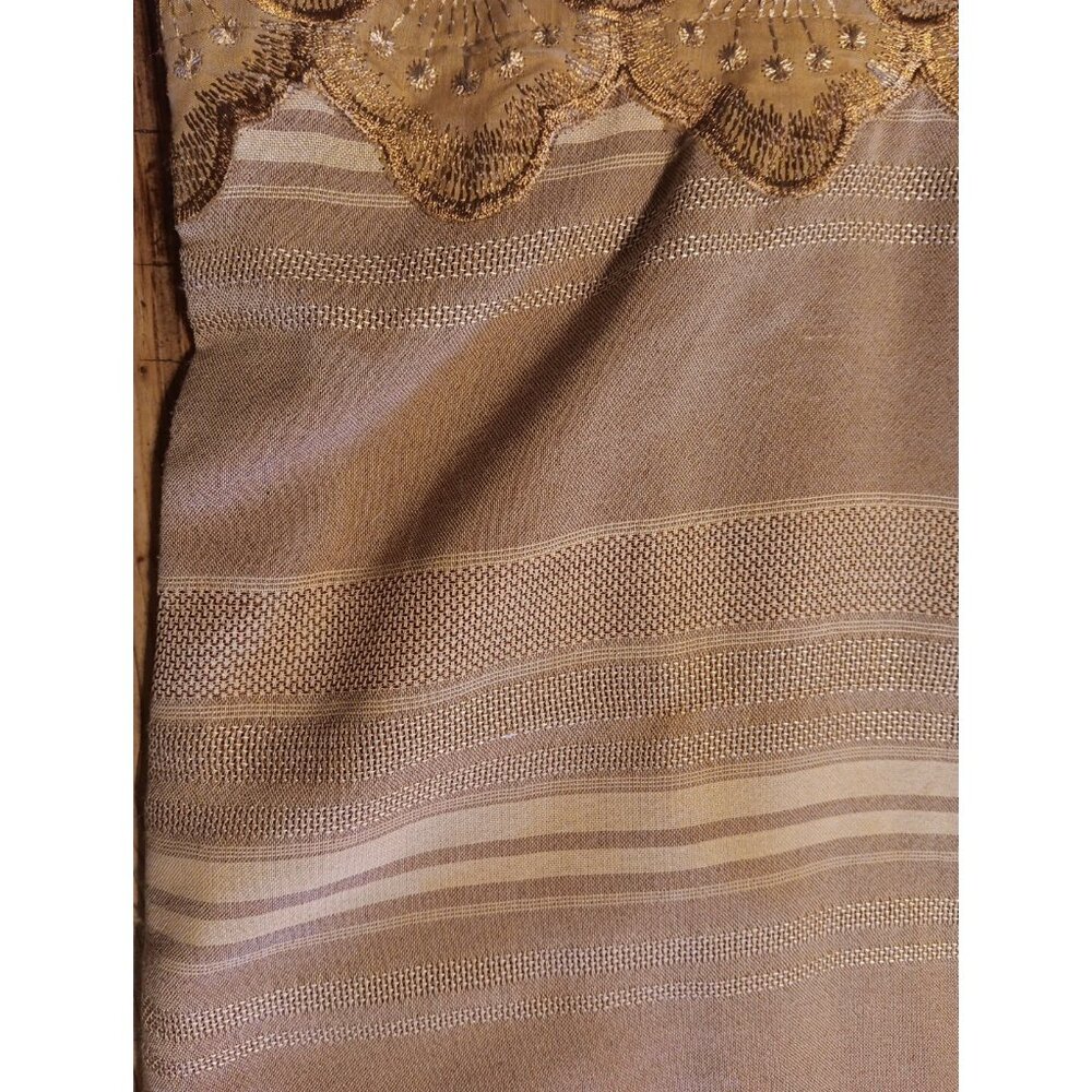 Jem Afrik Womens M 8 10 Dress 100% Cotton Tan Ethnic Cutout Floral Made In Ghana - Picture 4 of 9